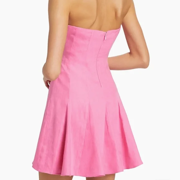 Milly Cameron Solid Linen Strapless Dress size 2 Pink Party Legally Blonde - Picture 2 of 15